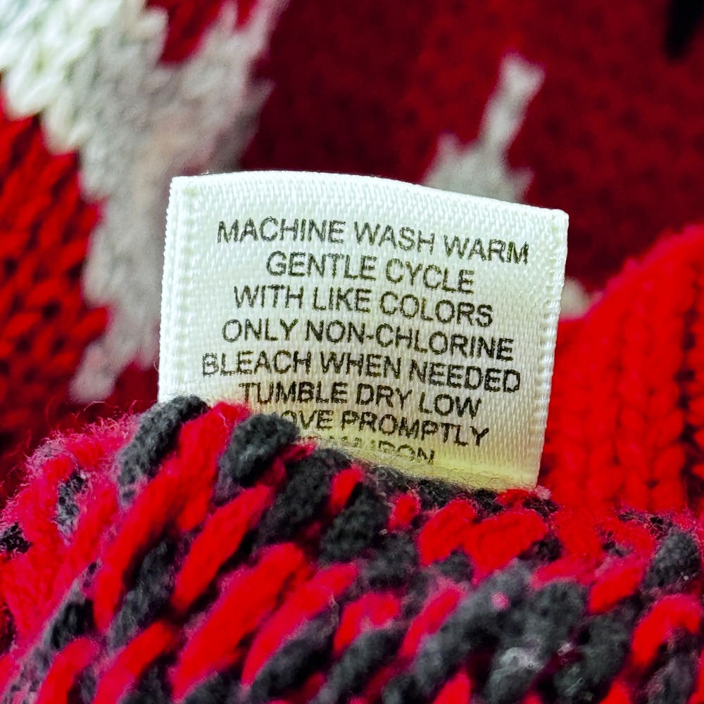 Bass G.H. Bass & Co Women's Red Fair Isle Cotton Shawl Collar Cardigan Sweater M - Picture 6 of 13